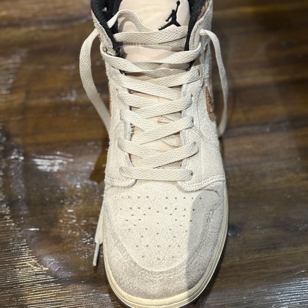 Jordan Cream and Black High-Top Sneakers